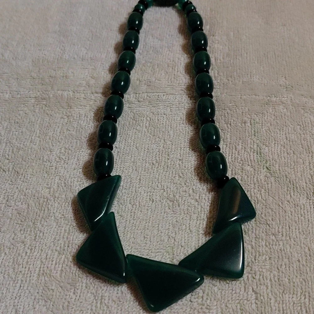 Vintage Lucite Necklace With Matching Snap On Earrings-Circa 1960's